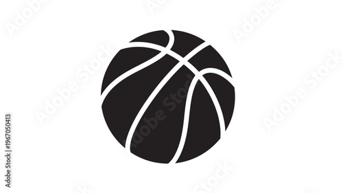 Basketball icon with classic lines on a white background, representing sports and competition. featuring sport, ball, game with hoop and net elements