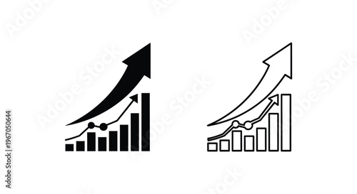 black and white business graph icons with arrows Vector