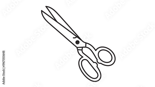Scissors simple line art with rounded handles and pointed blades for cutting tasks featuring tool, sharp, blade with metal and craft elements for