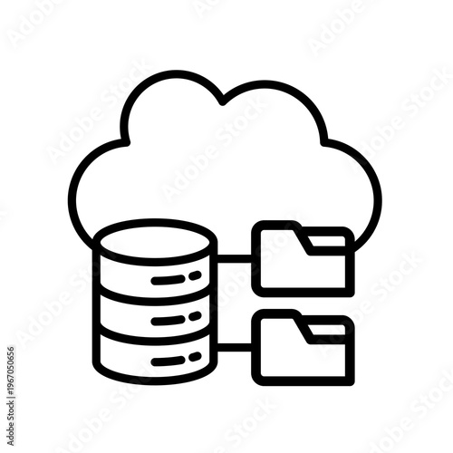 Cloud Storage Icon with Database and File Folders