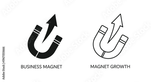 business magnet and magnet growth icons Vector