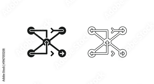 a drone icon with four propellers Vector