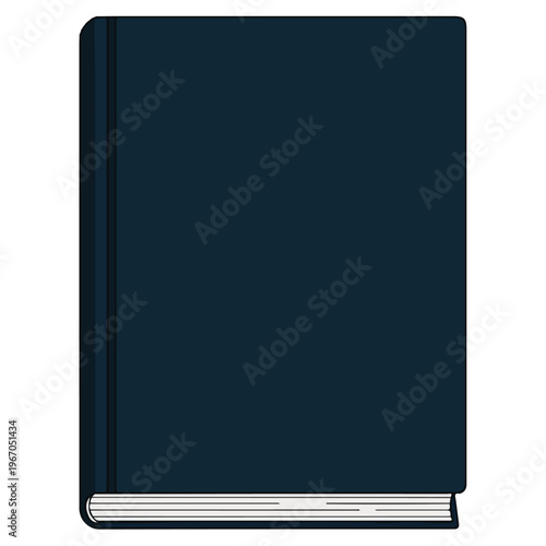 blank navy blue hardcover notebook flat vector illustration