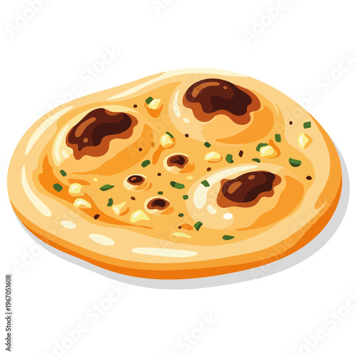 garlic mushroom flatbread pizza flat vector illustration