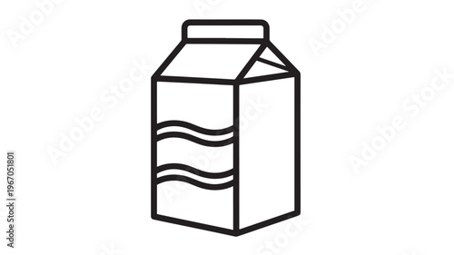 Carton milk outline icon with wavy lines on the side, representing liquid inside, isolated on a white background