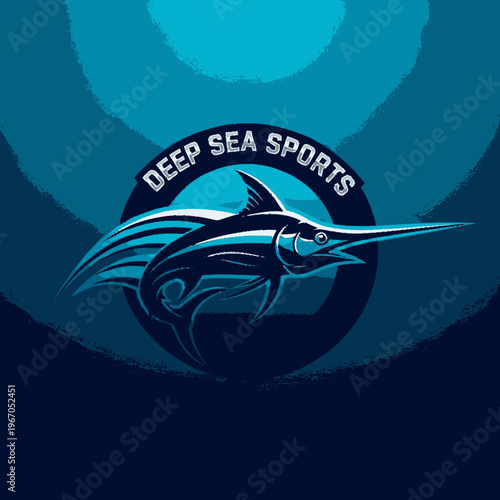 Deep Sea Sports Marlin Emblem Logo Design.