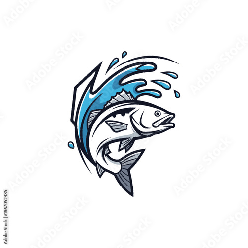 Dynamic Fish Leaping Out of Water Illustration.