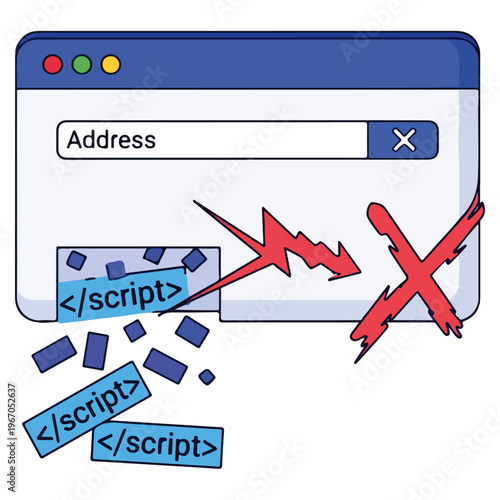 cross site scripting prevention browser window vector illustration