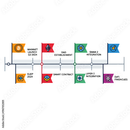 defi cryptocurrency project roadmap timeline infographic vector template