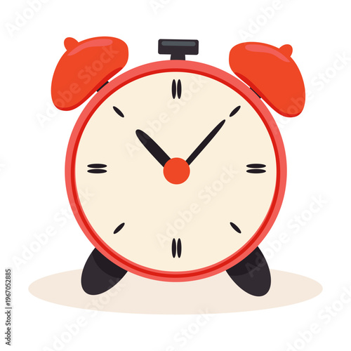 Alarm clock. Wake up timer clock. Morning timer clock cartoon design. Ringing watch. Vector illustration.