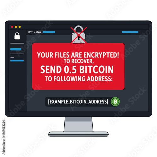 ransomware attack alert desktop screen vector template