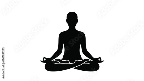 Minimalist Yoga Meditation Silhouette - Lotus Pose Wellness Icon