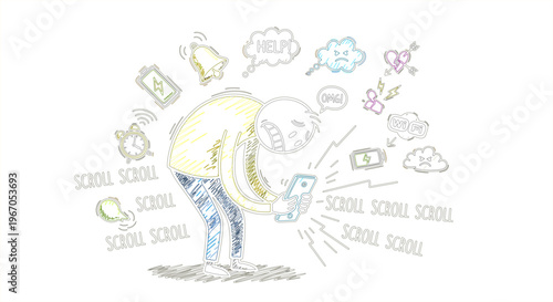 Overwhelmed by Digital Distractions A Visual Depiction of Information Overload and Constant Notifications on a Smartphone