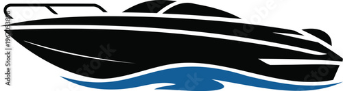 Speedboat cruising on water with wave  recreational vehicle  fast transportation