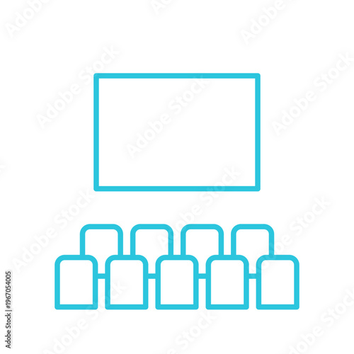 Theater icon. Isolated on white background. Blue icon