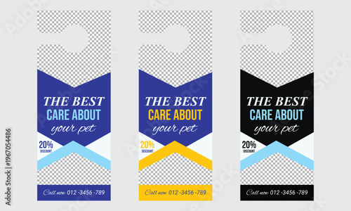 Pet Care Door Hanger Template Design