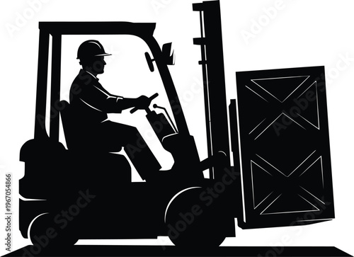 Factory worker operating forklift industrial labor and warehouse logistics