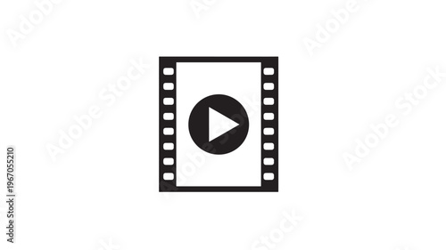 Film strip icon with a play button in the center, symbolizing video playback and media content creation.