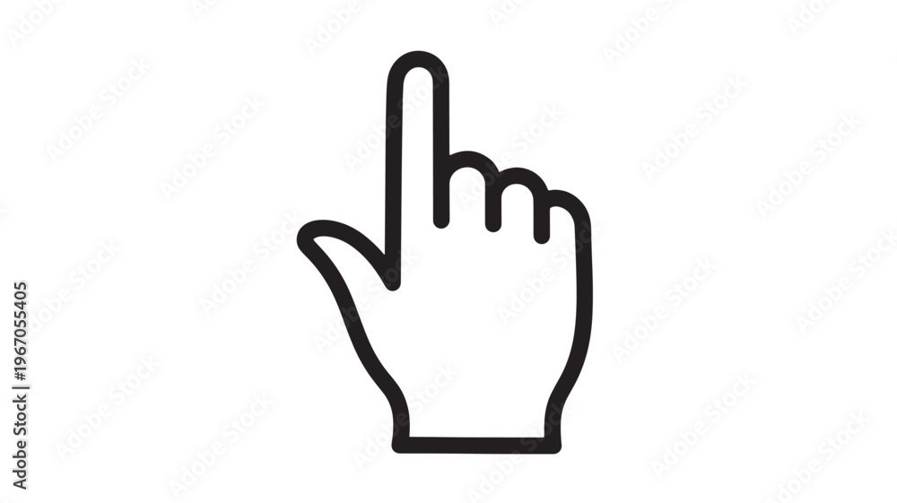 Obraz premium Cursor hand icon with pointing finger and other fingers curled, representing selection and interaction on a white background.