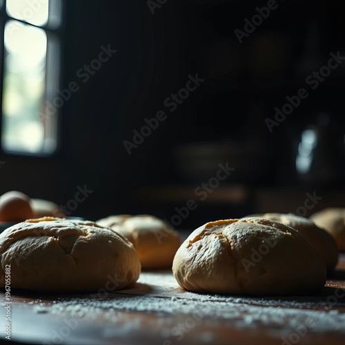 Focused dough art under dramatic light, hinting at culinary creation,  dramatic,  texture