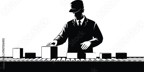 Dedicated factory worker on assembly line industrial labor and manufacturing process