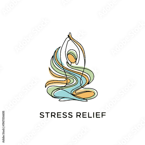 Abstract Yoga Pose for Stress Relief and Meditation.