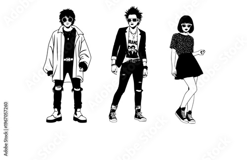 Pop Star Celebrity Fashion Silhouette Sticker, Indie Sleaze Sunglasses Vector, Modern Subculture Music Icon Illustration