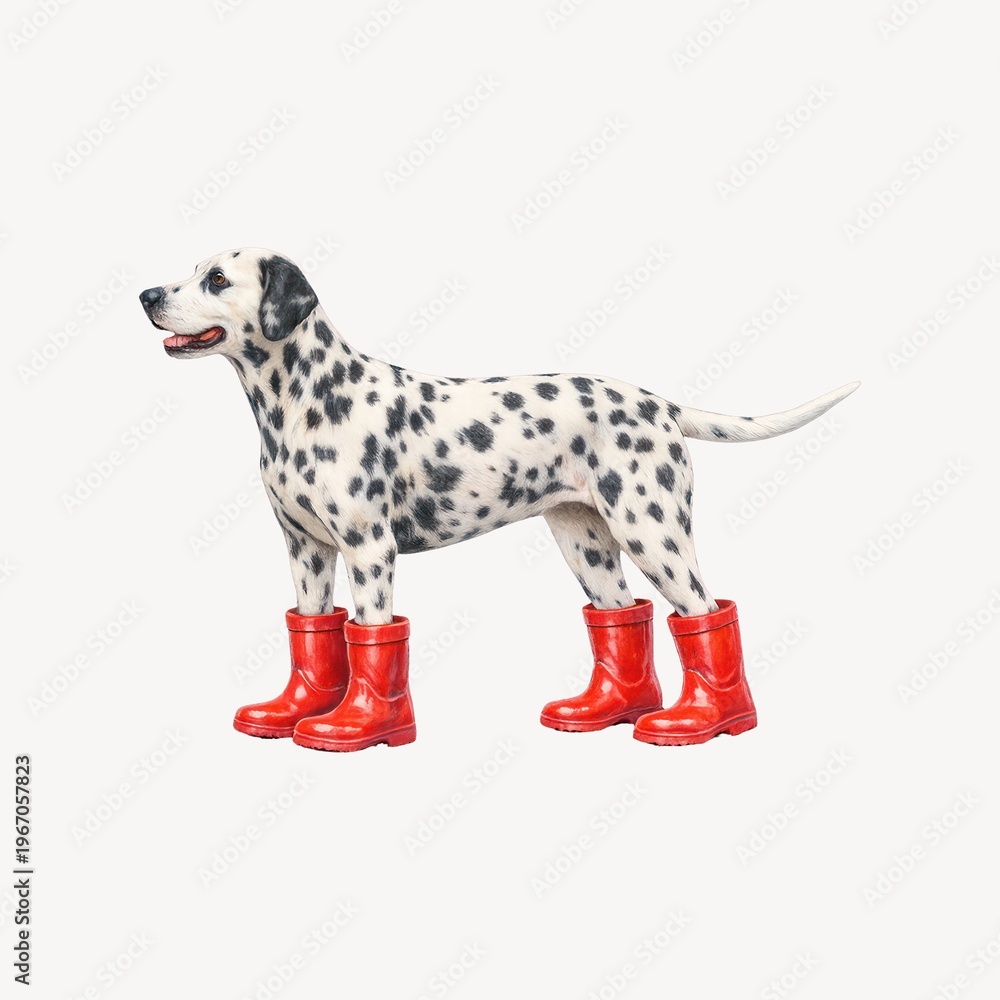 Naklejka premium Dalmatian wearing red boots