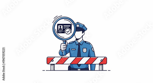 Officer with ID and barrier