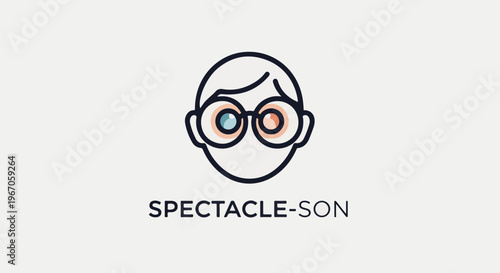 Minimalist graphic logo of a stylized head with glasses