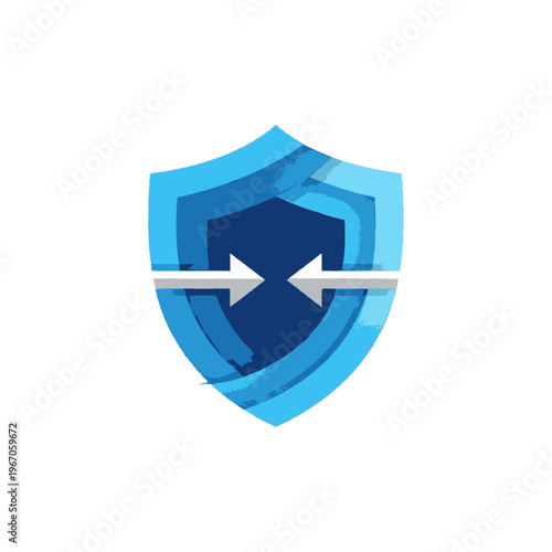 Blue Shield with Arrows Symbolizing Protection and Security.