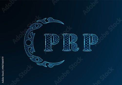 Low poly letter logo PRP design. PRP letter logo low poly vector design on blue color gradient background. PRP logo low poly design