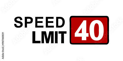 Speed Limit Sign with 40 km/h Limit on White Background
