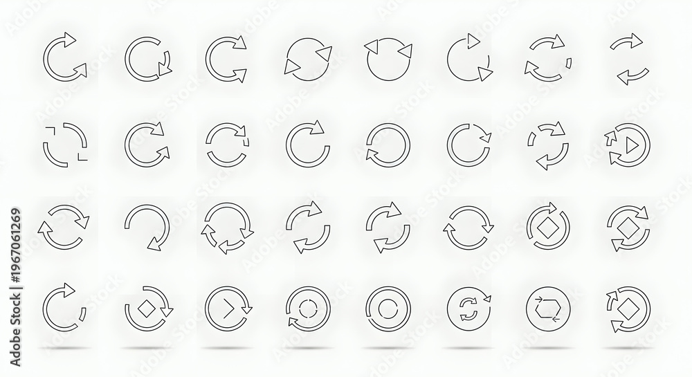 Obraz premium Circular Arrow Icons Set: Refresh, Recycle, Rotate, Reload, Sync, Repeat Symbols