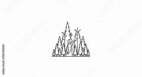 Lone figure in a sparse forest