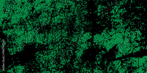 Grunge abstract texture with green scratches and splatters on black background. EPS 10