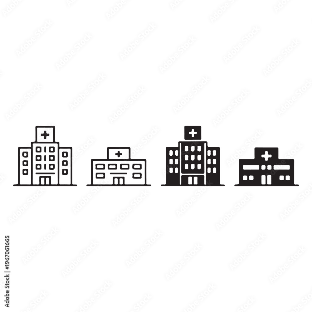 Fototapeta premium Hospital building silhouette representing modern healthcare facilities and medical services