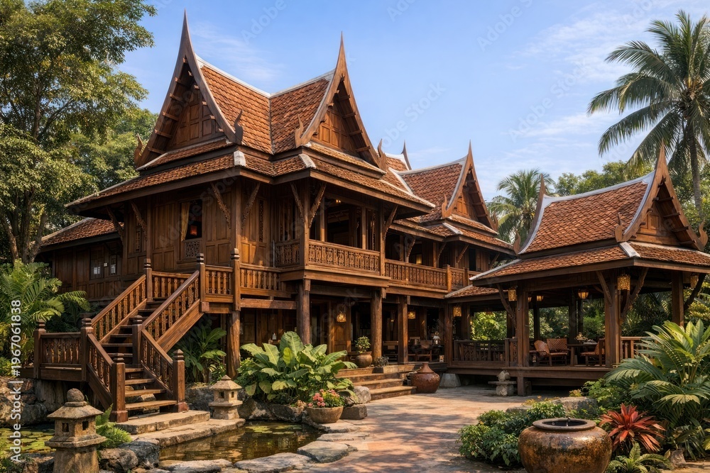 Fototapeta premium Traditional Thai wooden architecture