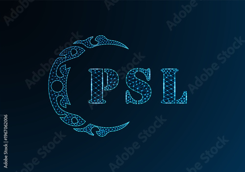Low poly letter logo PSL design. PSL letter logo low poly vector design on blue color gradient background. PSL logo low poly design