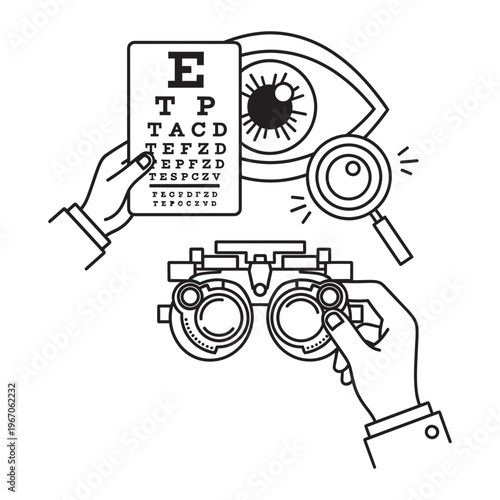 Eye exam and vision test with eye chart