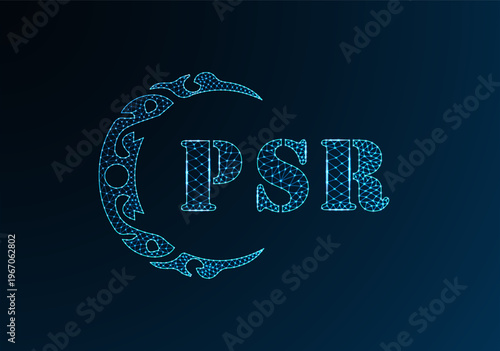 Low poly letter logo PSR design. PSR letter logo low poly vector design on blue color gradient background. PSR logo low poly design