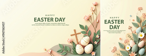 Elegant easter day background, Decorative happy easter day background for website, social media template