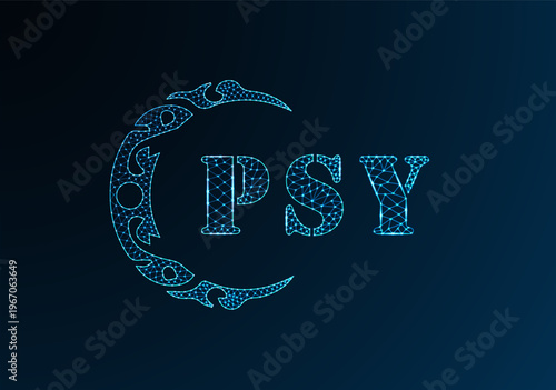 Low poly letter logo PSY design. PSY letter logo low poly vector design on blue color gradient background. PSY logo low poly design