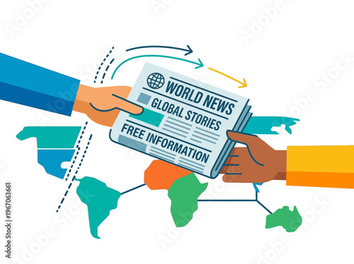 Flat vector illustration of hands exchanging a