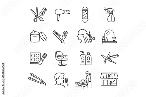 Illustration of beauty salon tools and instruments. Representing the essential items used by stylists, barbers, and beauticians. Focus on the tools of the trade.