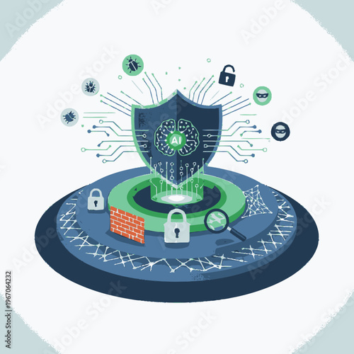 Cybersecurity Shield Protecting Digital Data and Network Security.