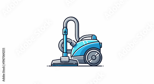 Modern cylinder vacuum cleaner with blue and gray accents
