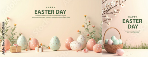 Elegant easter day background, Decorative happy easter day background for website, social media template