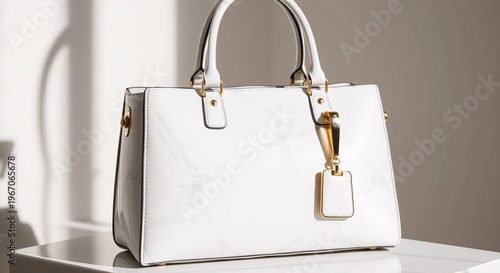 Elegant White Handbag: An exquisite white handbag, radiating sophistication and timeless style, is beautifully presented.