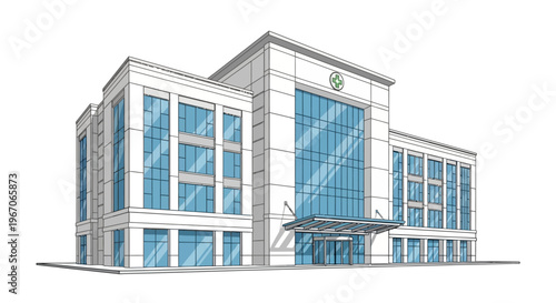 Modern Office Building Exterior, Corporate Architecture, Glass Facade, Business Center